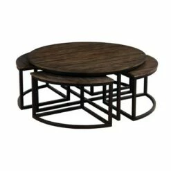 42" Arcadia Acacia Wood Round Coffee Table with Nesting Tables Dark Brown - Alaterre Furniture -Coffee Tables Elegant store unnamed file 4539