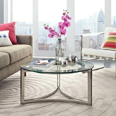 Signet Stainless Steel Coffee Table Silver - Modway 5 Signet Stainless Steel Coffee Table Silver - Modway - Image 3