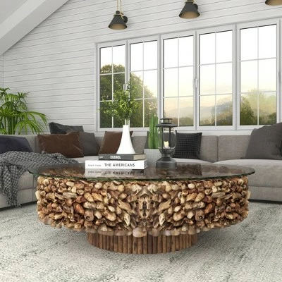Olivia & May Rustic Driftwood Coffee Table Brown - Olivia & May 7 Olivia & May Rustic Driftwood Coffee Table Brown - Olivia & May - Image 5