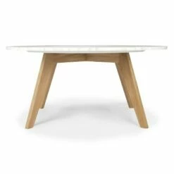 Poly & Bark Gabrielle Mid-Century Marble Round Coffee Table Natural - Poly & Bark