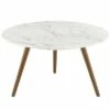 28" Lippa Round Artificial Marble Coffee Table with Tripod Base Walnut/White - Modway -Coffee Tables Elegant store unnamed file 4573