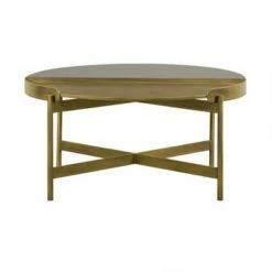 Dua Coffee Table Gray Concrete/Antiqued Brass - Armen Living