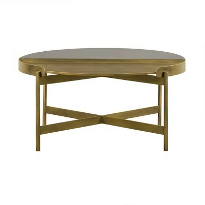 Dua Coffee Table Gray Concrete/Antiqued Brass - Armen Living 3 Dua Coffee Table Gray Concrete/Antiqued Brass - Armen Living
