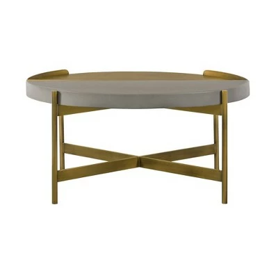 Dua Coffee Table Gray Concrete/Antiqued Brass - Armen Living 5 Dua Coffee Table Gray Concrete/Antiqued Brass - Armen Living - Image 3