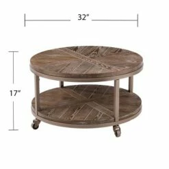 Kirksjon Urban Industrial Round Cocktail Table White Limed Burnt Oak - Aiden Lane -Coffee Tables Elegant store unnamed file 4604