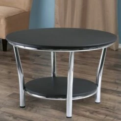 Maya Round Coffee Table, Black Top, Metal Legs - Black, Metal - Winsome -Coffee Tables Elegant store unnamed file 4626
