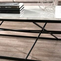 Arendale Faux Marble Coffee Table Matte Black - Aiden Lane