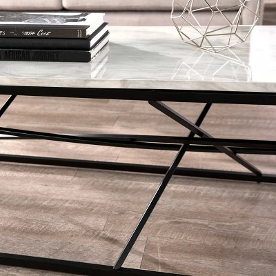 Arendale Faux Marble Coffee Table Matte Black - Aiden Lane 3 Arendale Faux Marble Coffee Table Matte Black - Aiden Lane