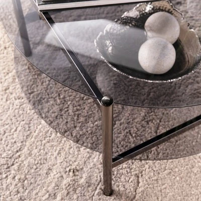 Glendale Round Cocktail Table with Glass Top Black - Aiden Lane 3 Glendale Round Cocktail Table with Glass Top Black - Aiden Lane