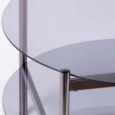 Glendale Round Cocktail Table with Glass Top Black - Aiden Lane 8 Glendale Round Cocktail Table with Glass Top Black - Aiden Lane - Image 6