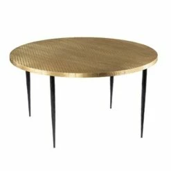 Haddfield Round Cocktail Table with Embossed Top Brass/Black - Aiden Lane -Coffee Tables Elegant store unnamed file 4659
