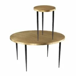Haddfield Round Cocktail Table with Embossed Top Brass/Black - Aiden Lane -Coffee Tables Elegant store unnamed file 4663