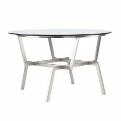 Mawes Round Glass-Top Cocktail Table Nickel - Aiden Lane -Coffee Tables Elegant store unnamed file 4665