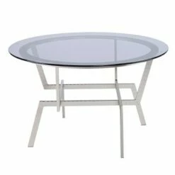 Mawes Round Glass-Top Cocktail Table Nickel - Aiden Lane -Coffee Tables Elegant store unnamed file 4666
