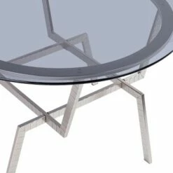 Mawes Round Glass-Top Cocktail Table Nickel - Aiden Lane -Coffee Tables Elegant store unnamed file 4667