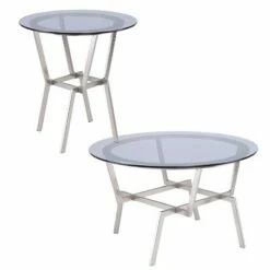 Mawes Round Glass-Top Cocktail Table Nickel - Aiden Lane -Coffee Tables Elegant store unnamed file 4668