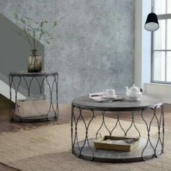 Ballou Rustic Bohemian Coffee Metal Table Gray - HOMES: Inside + Out 11 Ballou Rustic Bohemian Coffee Metal Table Gray - HOMES: Inside + Out -Coffee Tables Elegant store unnamed file 4701
