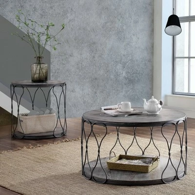Ballou Rustic Bohemian Coffee Metal Table Gray - HOMES: Inside + Out 7 Ballou Rustic Bohemian Coffee Metal Table Gray - HOMES: Inside + Out - Image 5