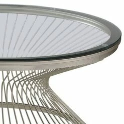 Hourglass Shape Coffee Table with Metal Spoke Accents Gray - Benzara