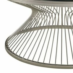 Hourglass Shape Coffee Table with Metal Spoke Accents Gray - Benzara -Coffee Tables Elegant store unnamed file 4728