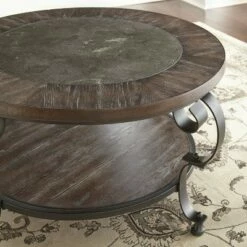Steve Silver Co. Mulberry Round Cocktail Table Distressed Wood and Metal - Steve Silver