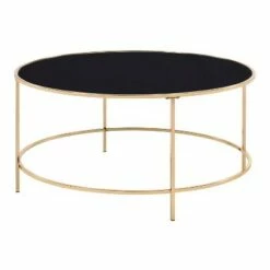 Kincross Round Coffee Table with Glass Top - miBasics Blue -Coffee Tables Elegant store unnamed file 4746