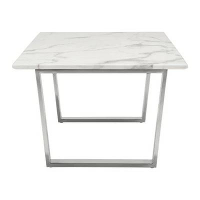 Modern Rectangular Faux Marble Coffee Table - Stone, Brushed Stainless Steel - Zm Home 5 Modern Rectangular Faux Marble Coffee Table - Stone, Brushed Stainless Steel - Zm Home - Image 3