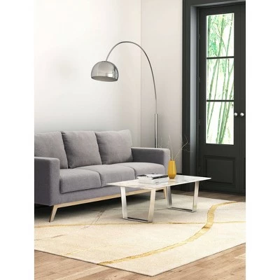 Modern Rectangular Faux Marble Coffee Table - Stone, Brushed Stainless Steel - Zm Home 6 Modern Rectangular Faux Marble Coffee Table - Stone, Brushed Stainless Steel - Zm Home - Image 4