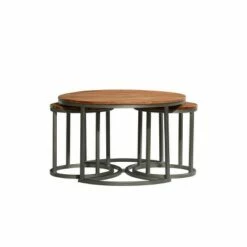 Olivia & May Set of 3 Contemporary Metal Coffee Tables Brown - Olivia & May -Coffee Tables Elegant store unnamed file 4765
