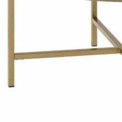 Coffee Table with Round Tray Top and Tubular Metal Legs Brown - Benzara -Coffee Tables Elegant store unnamed file 4768