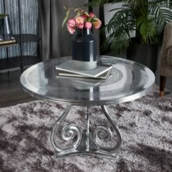 Olivia & May Traditional Aluminum Coffee Table Silver - Olivia & May