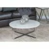 Olivia & May Round Marble Coffee Table with Stainless Steel Base White - Olivia & May -Coffee Tables Elegant store unnamed file 4783