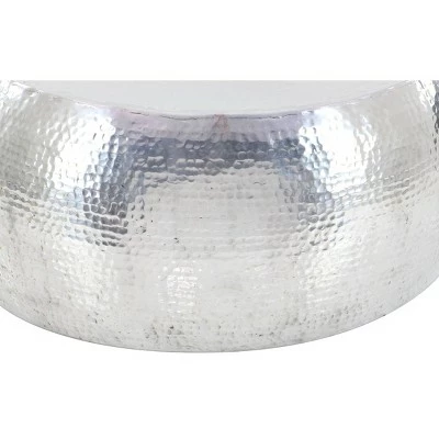 Olivia & May Contemporary Silver Drum Coffee Table Silver - Olivia & May 3 Olivia & May Contemporary Silver Drum Coffee Table Silver - Olivia & May - Image 2