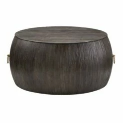 Chapman Reclaimed Wood and Gold Ring Wine Barrel Coffee Table - Inspire Q Natural -Coffee Tables Elegant store unnamed file 4826