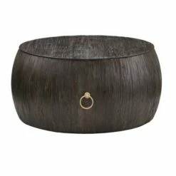 Chapman Reclaimed Wood and Gold Ring Wine Barrel Coffee Table - Inspire Q Natural -Coffee Tables Elegant store unnamed file 4827