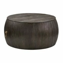 Chapman Reclaimed Wood and Gold Ring Wine Barrel Coffee Table - Inspire Q Natural -Coffee Tables Elegant store unnamed file 4830