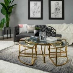 Metal Pull Out Coffee Table - Sagebrook Home Gold -Coffee Tables Elegant store unnamed file 4847