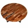 36" Round Wooden Top Coffee Table with Metal Base Brown/Black - The Urban Port -Coffee Tables Elegant store unnamed file 4859