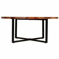 36" Round Wooden Top Coffee Table with Metal Base Brown/Black - The Urban Port -Coffee Tables Elegant store unnamed file 4862