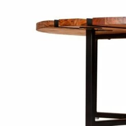 36" Round Wooden Top Coffee Table with Metal Base Brown/Black - The Urban Port -Coffee Tables Elegant store unnamed file 4865