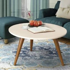 24" Round Wooden Coffee Table with Splayed Legs White/Brown - The Urban Port 7 24" Round Wooden Coffee Table with Splayed Legs White/Brown - The Urban Port -Coffee Tables Elegant store unnamed file 4870