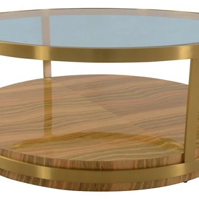 Hattie Glass Top Coffee Table Gold - Armen Living 4 Hattie Glass Top Coffee Table Gold - Armen Living - Image 2