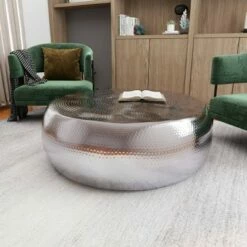 Olivia & May Contemporary Aluminum Coffee Table Silver - Olivia & May -Coffee Tables Elegant store unnamed file 4911