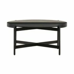 Round Dua Concrete Coffee Table Gray/Black - Armen Living
