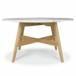 31" Argentine Marble Round Coffee Table - Poly & Bark Walnut