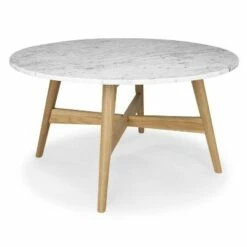 31" Argentine Marble Round Coffee Table - Poly & Bark Walnut -Coffee Tables Elegant store unnamed file 4926