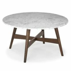 31" Argentine Marble Round Coffee Table - Poly & Bark Walnut -Coffee Tables Elegant store unnamed file 4931