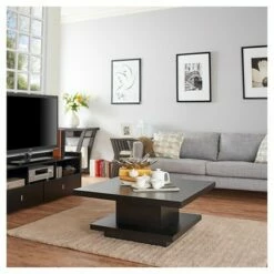 Traci Contemporary Pagoda Style Coffee Table Black - HOMES: Inside + Out