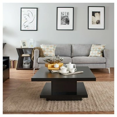 Traci Contemporary Pagoda Style Coffee Table Black - HOMES: Inside + Out 4 Traci Contemporary Pagoda Style Coffee Table Black - HOMES: Inside + Out - Image 2