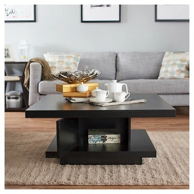 Traci Contemporary Pagoda Style Coffee Table Black - HOMES: Inside + Out 5 Traci Contemporary Pagoda Style Coffee Table Black - HOMES: Inside + Out - Image 3